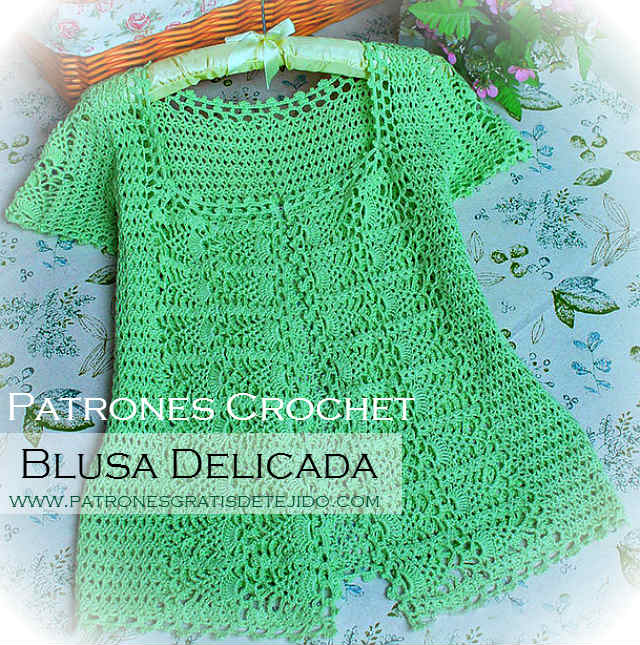 Blusa Delicada para Tejer con Ganchillo / Patrones y moldes ...