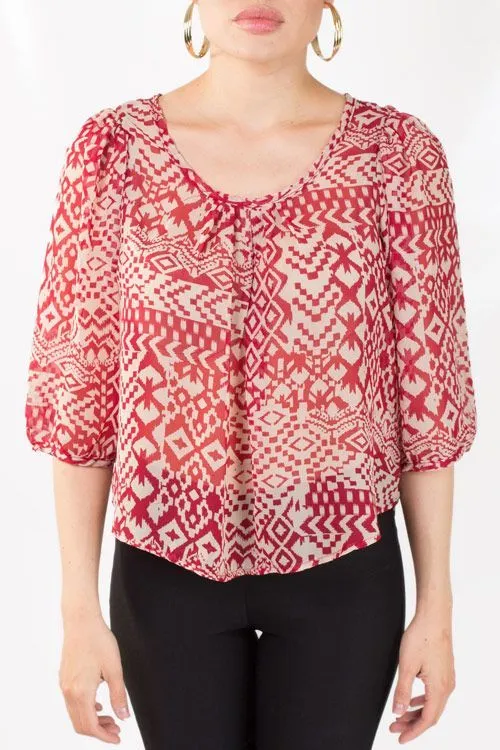 Blusa estampada, floja de manga tres cuartos y perfecta para que ...