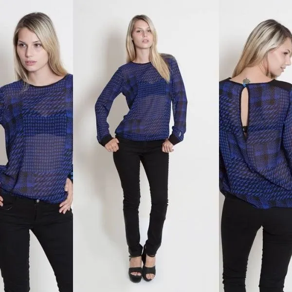 blusa de gasa escoses azul Tramps invierno 2014 | Noticias de Moda ... blusa de gasa escoses azul Tramps invierno 2014 | Noticias de Moda ...