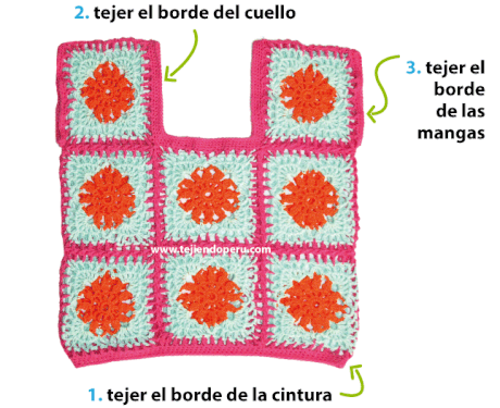 Blusa con grannys cuadrados - Tejiendo Perú...