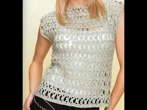 Blusa Gris Plata tejida Vertical Fácil, Bonita y Rápido a crochet ... Blusa Gris Plata tejida Vertical Fácil, Bonita y Rápido a crochet ...