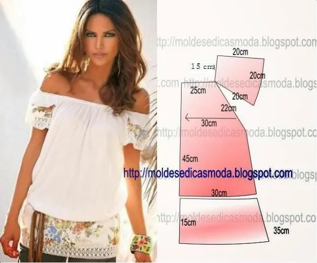 Blusa con hombros descubiertos | Fácil de hacer... | Pinterest Blusa con hombros descubiertos | Fácil de hacer... | Pinterest