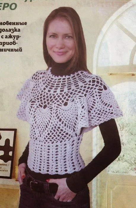 Blusa de lindo diseño | Crochet y Dos agujas