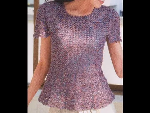 Blusa con Manga y Faldon Tejida a Crochet - YouTube