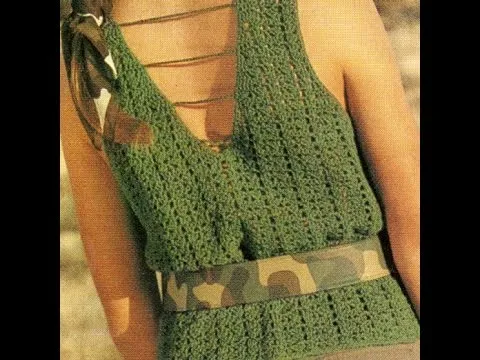 Blusa musculosa con escote en espalda a crochet - YouTube Blusa musculosa con escote en espalda a crochet - YouTube