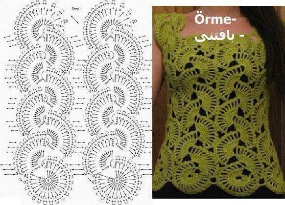 Blusa de crochê com motivo de leques. O motivo também serve para ... Blusa de crochê com motivo de leques. O motivo também serve para ...