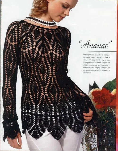 Blusa negra motivo de piñas | CROCHET | Pinterest | Patrón ... Blusa negra motivo de piñas | CROCHET | Pinterest | Patrón ...