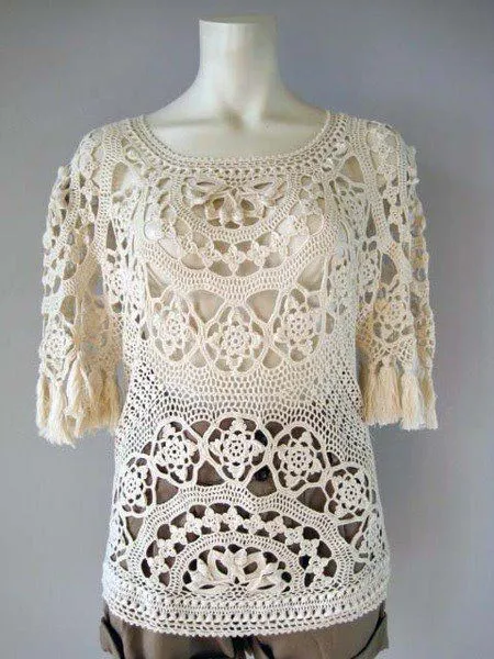 Blusas a crochet- combinando puntos | Entre Lanas e Hilados Blusas a crochet- combinando puntos | Entre Lanas e Hilados
