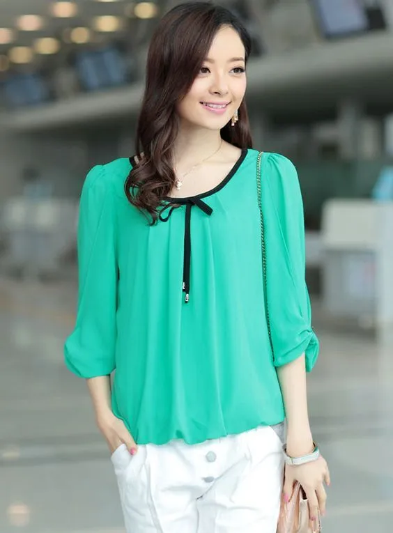 blusas de gasa elegantes con cuello - Buscar con Google ...