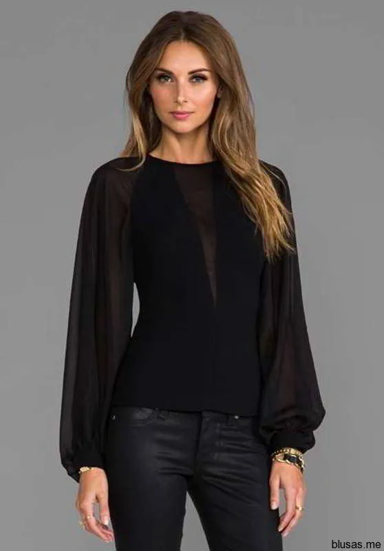 Blusas negras de manga larga para fiesta 2014 - https://blusas.me ... Blusas negras de manga larga para fiesta 2014 - https://blusas.me ...