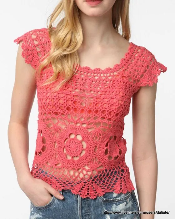 Blusas tejidas a crochet con patrones (1) | Chalecos | Pinterest ...
