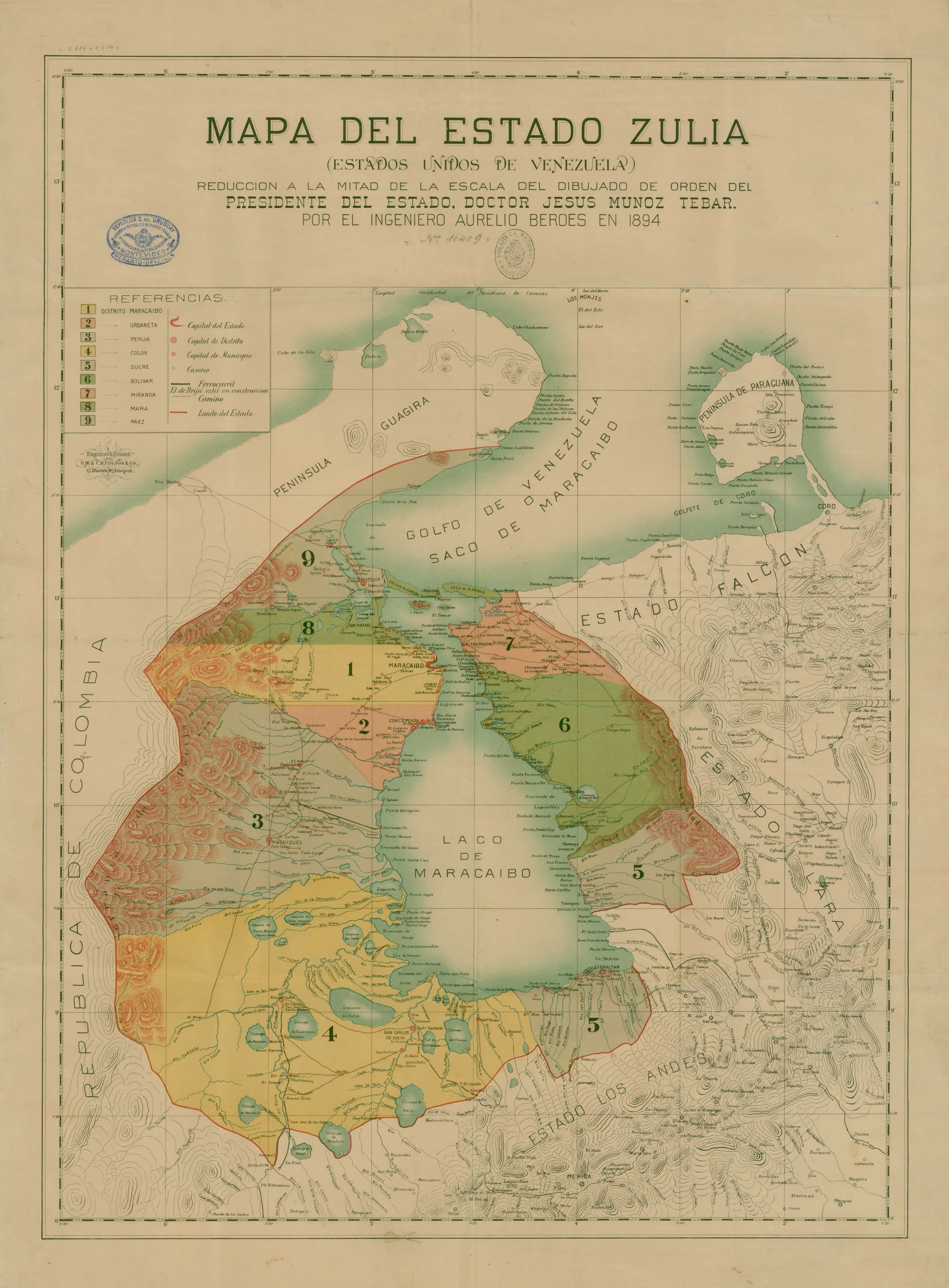 BNU-CD: Mapa del Estado de Zulia Estados Unidos de Venezuela BNU-CD: Mapa del Estado de Zulia Estados Unidos de Venezuela