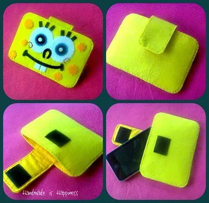Funda de Bob Esponja para móviles en fieltro | Broches de Fieltro ... Funda de Bob Esponja para móviles en fieltro | Broches de Fieltro ...