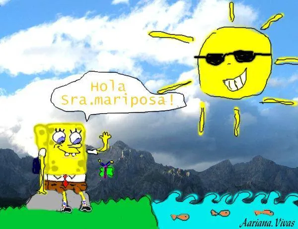 Bob Esponja y la mariposa Aariana Vivas- Artelista.