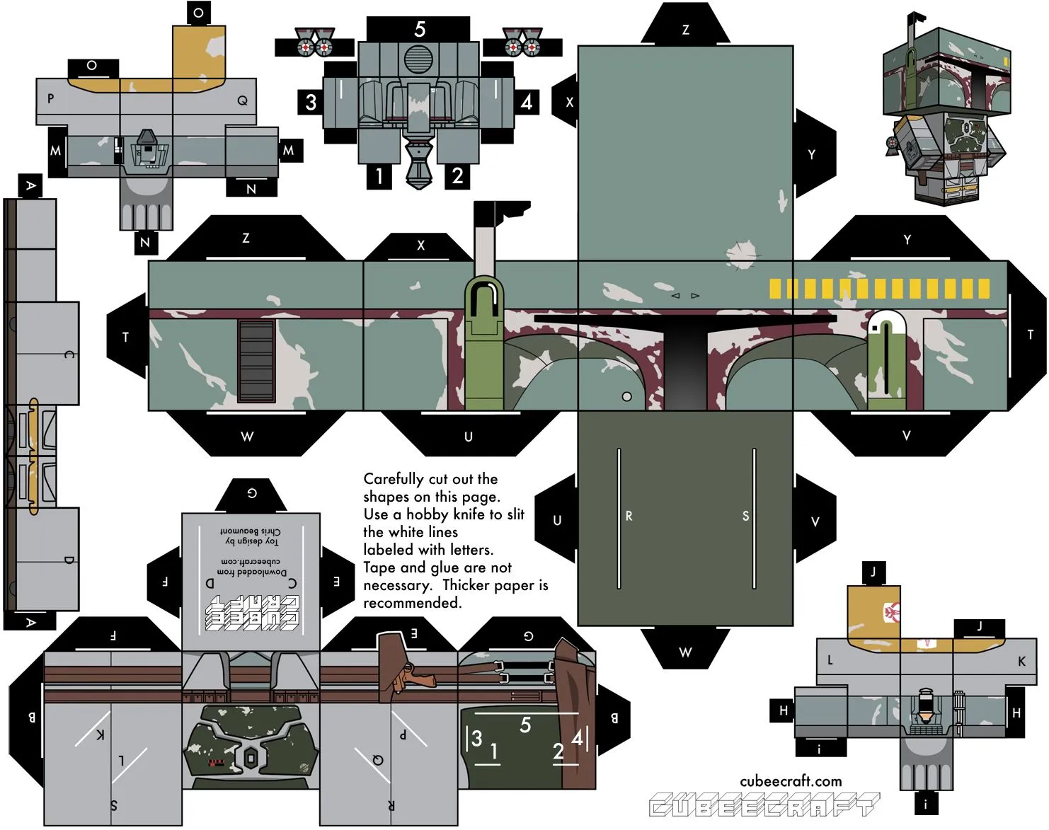 Boba Fett » Cubeecraft - Free Papercraft Toys | Cubecraft, Sobres de papel,  Juguetes de papel