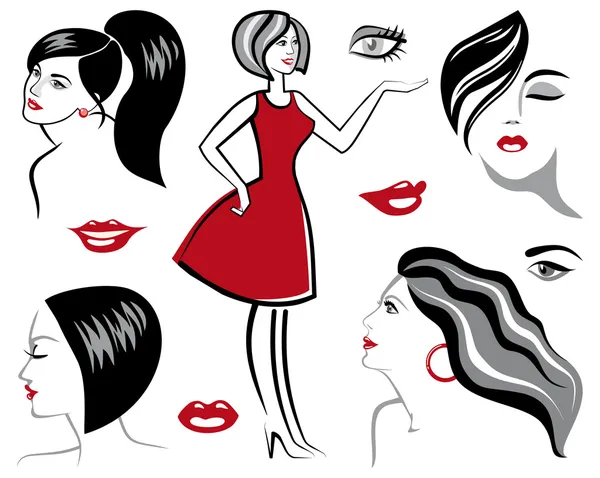 Bocetos de mujeres — Vector stock © Klava #9529426