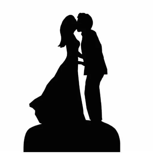 Boda que se besa de la silueta de la novia y del n esculturas ...