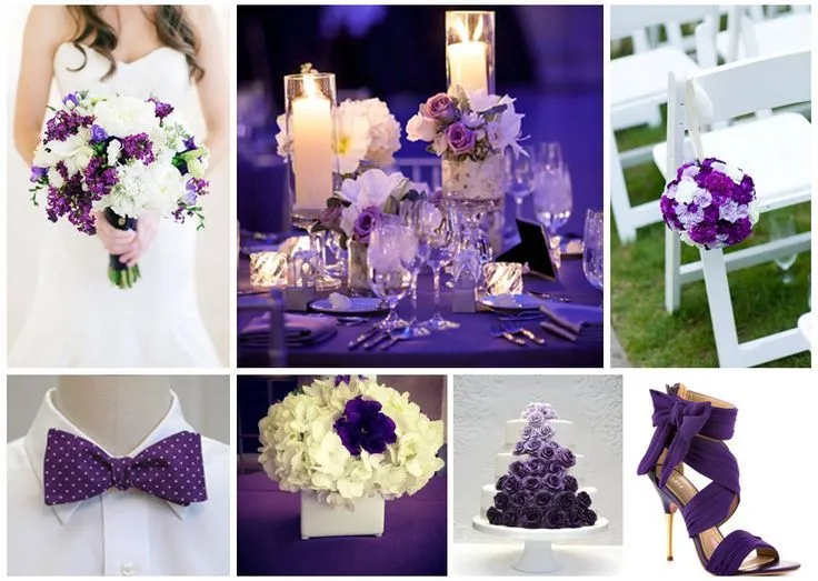 Boda en color morado con blanco. #ideas #decoración | Inspiración ...