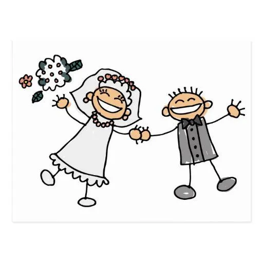 Boda del dibujo animado postal | Zazzle