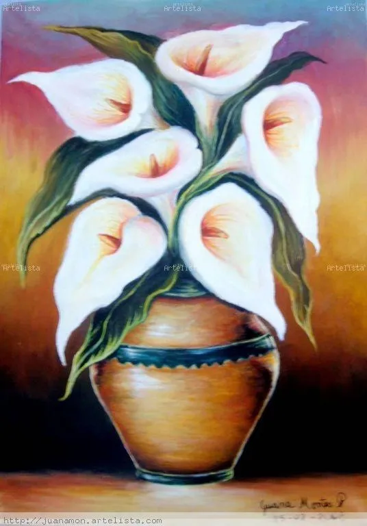 Bodegón de flores de cartuchos Juana Montes Pajuelo - Artelista.com Bodegón de flores de cartuchos Juana Montes Pajuelo - Artelista.com