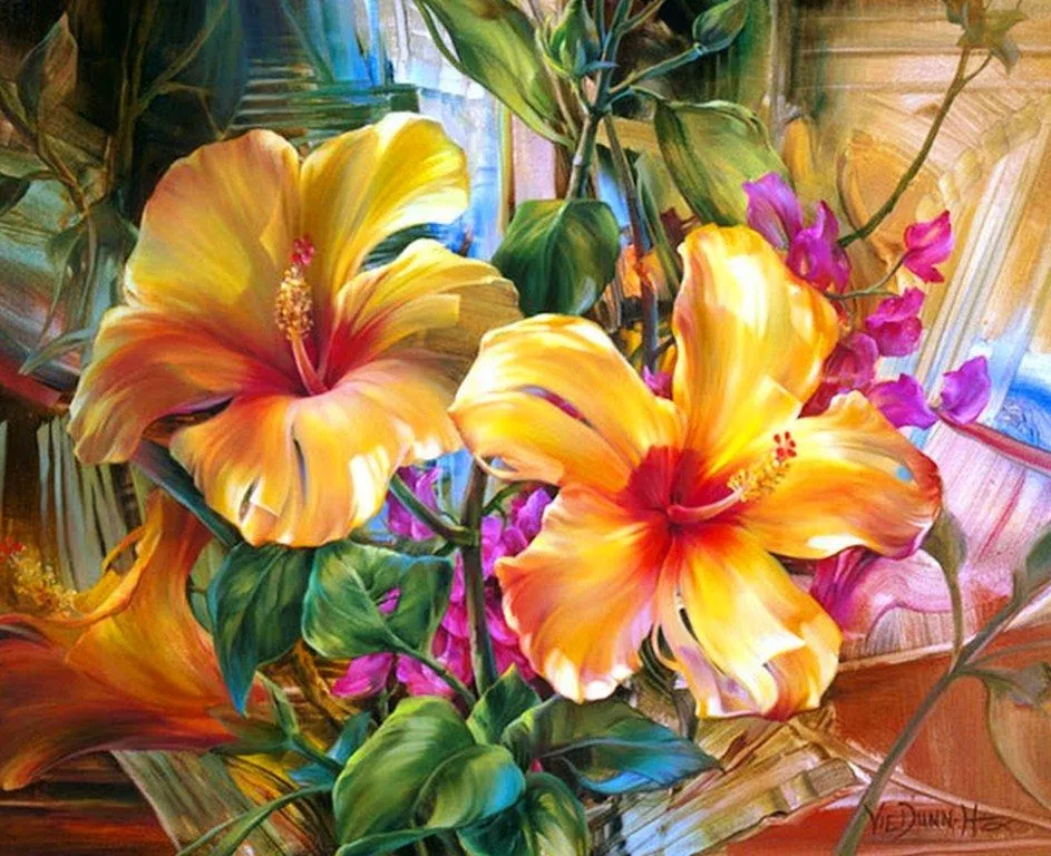 Bodegón Moderno con Flores Grandes | Arte Pinturas al Óleo Bodegón Moderno con Flores Grandes | Arte Pinturas al Óleo