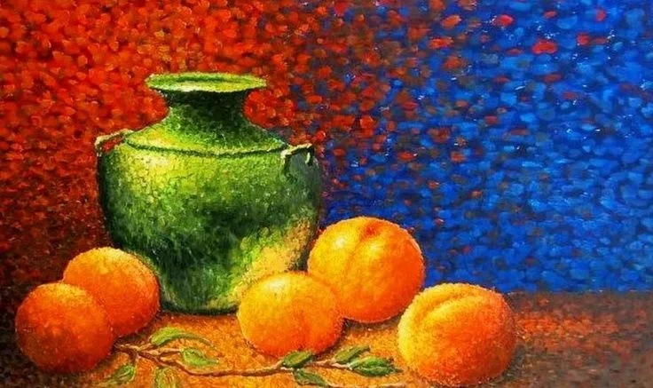Bodegón Moderno Técnica Puntillismo al Oleo - #Pintura artística ... Bodegón Moderno Técnica Puntillismo al Oleo - #Pintura artística ...