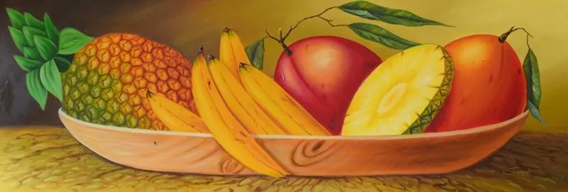 Bodegón Tropical: Piña, bananas y mangos | Imágenes Arte Temático Bodegón Tropical: Piña, bananas y mangos | Imágenes Arte Temático