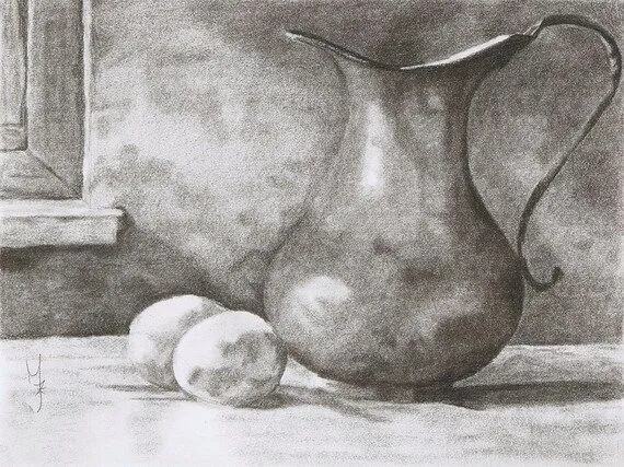 Bodegones dibujo al carbón arte realismo por ZylstraArtAndDesign Bodegones dibujo al carbón arte realismo por ZylstraArtAndDesign