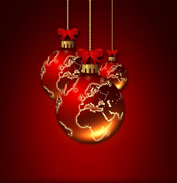 Bolas de cristal de Navidad con el patrón de mundo aislado sobre ... Bolas de cristal de Navidad con el patrón de mundo aislado sobre ...