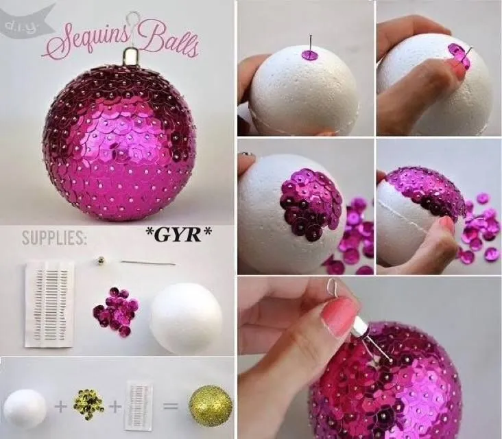 bolas en icopor | CRAFTY CHRISTMAS | Pinterest | Adornos y Lentejuelas