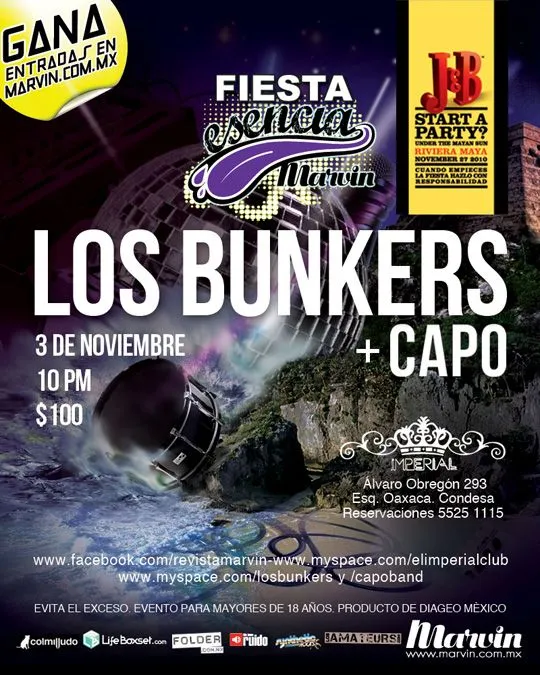 Boletos para fiesta Esencia Marvin Los Bunkers + Capo - Me hace ruido