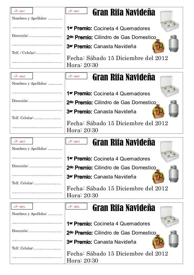 Boletos rifa