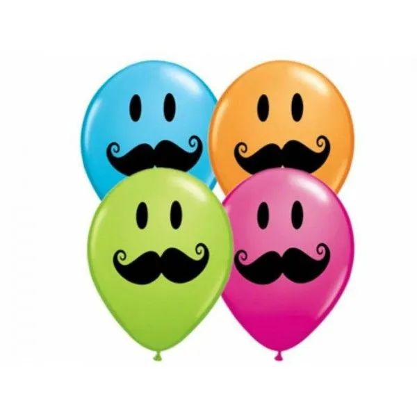 BOLSA 5 GLOBOS CARAS CON BIGOTES - comprar online en ...