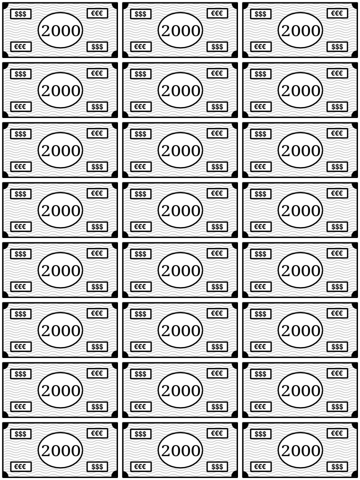La bolsa de papel: Billetes Para Imprimir y Jugar La bolsa de papel: Billetes Para Imprimir y Jugar