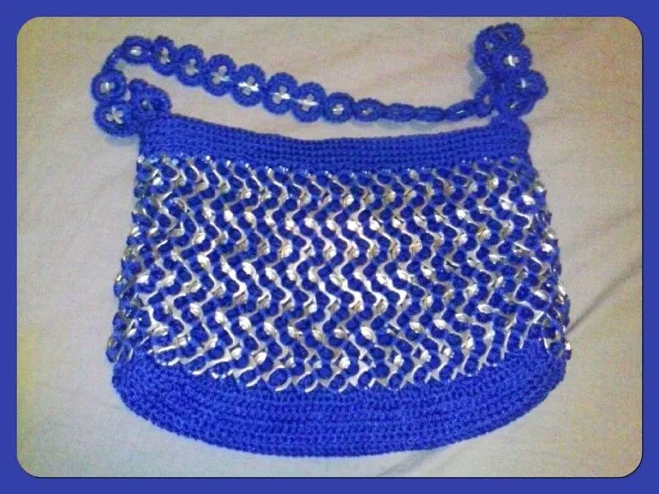 Bolsa tejida con fichas de latas! | Crochet | Pinterest