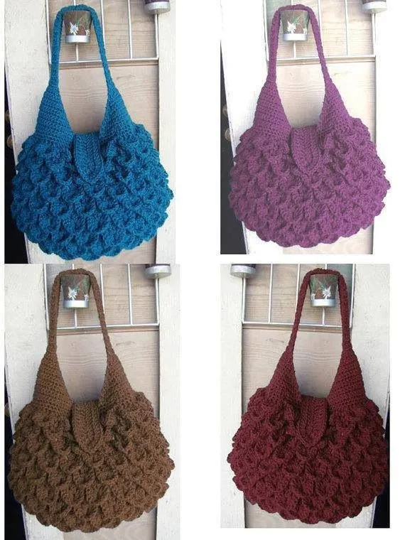 Bolsas em ponto crocodilo | Ponto Crocodilo em croche - escamas ... Bolsas em ponto crocodilo | Ponto Crocodilo em croche - escamas ...