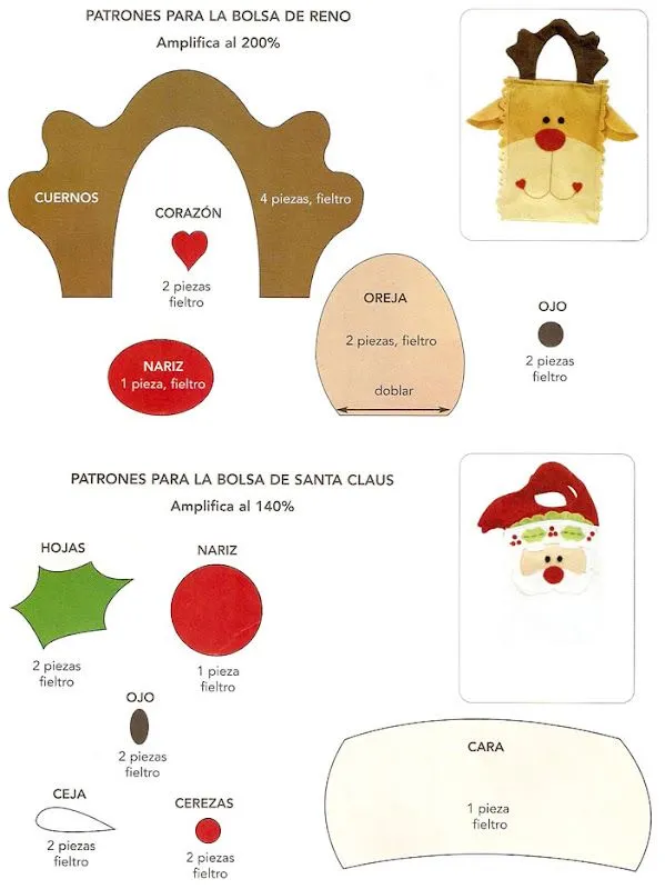 Bolsas de fieltro para regalos de navidad ~ Portal de Manualidades Bolsas de fieltro para regalos de navidad ~ Portal de Manualidades