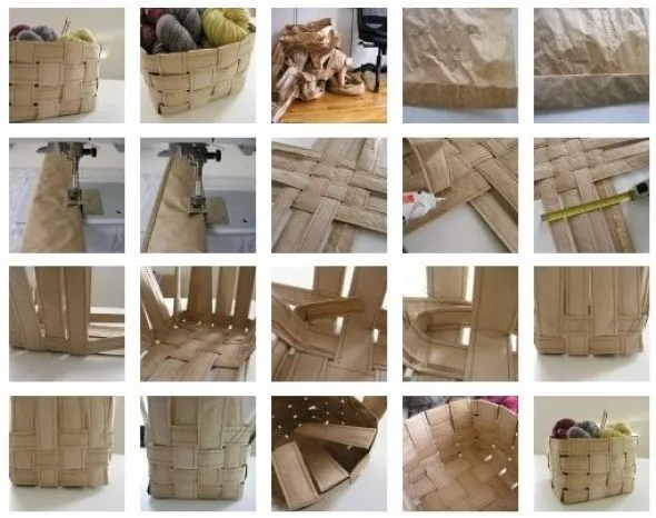 Canasta para lanas con bolsas de papel - Guía de MANUALIDADES Canasta para lanas con bolsas de papel - Guía de MANUALIDADES