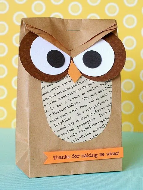 Bolsitas para regalitos con forma de búhos. | Ideas y material ...
