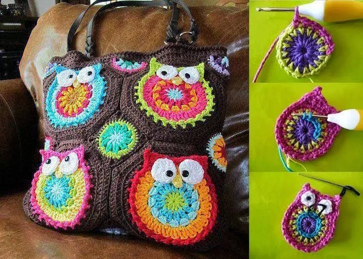 Tejidos Celeste : Cartera de buhos en crochet Tejidos Celeste : Cartera de buhos en crochet