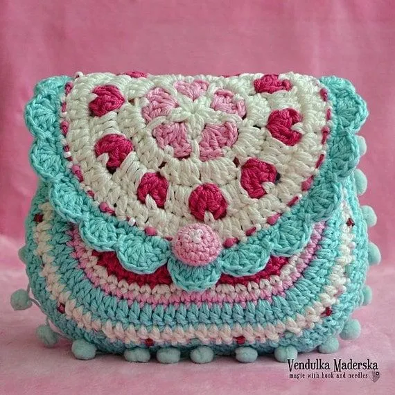Bolso corazones patrón de ganchillo bolso DIY por VendulkaM Bolso corazones patrón de ganchillo bolso DIY por VendulkaM