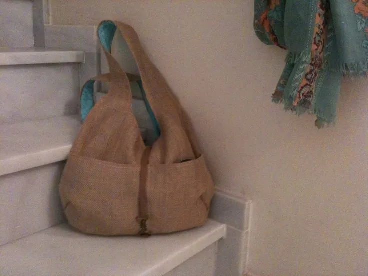 Bolso DIY de tela de rafia, basado en patrón de bolso reversible ...