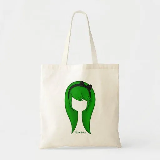 Bolso "del chica verde del pelo" bolsa tela barata | Zazzle Bolso "del chica verde del pelo" bolsa tela barata | Zazzle