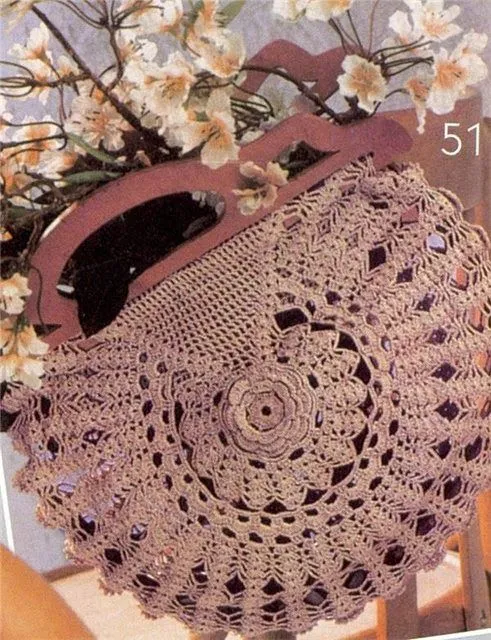 Bolso tejido al crochet con manijas de madera - con esquema ... Bolso tejido al crochet con manijas de madera - con esquema ...