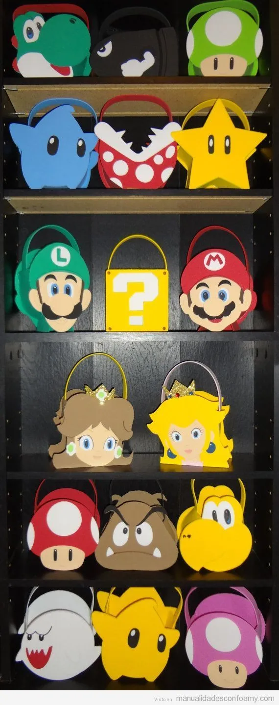 Bolsos de goma eva con la forma de los personajes de Mario Bros • Manualidades con Foamy Bolsos de goma eva con la forma de los personajes de Mario Bros • Manualidades con Foamy