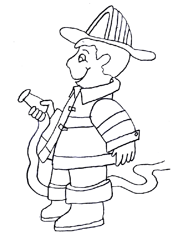 Bombero sonriente - Dibujos para colorear