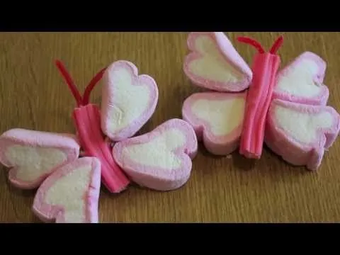 Cómo hacer paletas de mariposas con bombones, nubes, malvaviscos ... Cómo hacer paletas de mariposas con bombones, nubes, malvaviscos ...