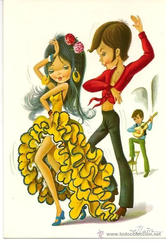 Bonita postal: Bailando Sevillanas. Editada en el año 1971. C. y Z ... Bonita postal: Bailando Sevillanas. Editada en el año 1971. C. y Z ...