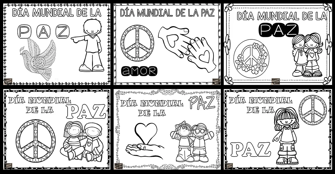 Bonitos carteles para colorear el día de la Paz Bonitos carteles para colorear el día de la Paz