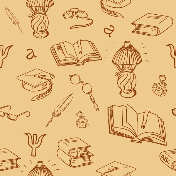 Books library seamless pattern. Reading background -- hand drawn ... Books library seamless pattern. Reading background -- hand drawn ...